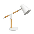 Simple Designs White Matte and Wooden Pivot Desk Lamp LD1059-WHT